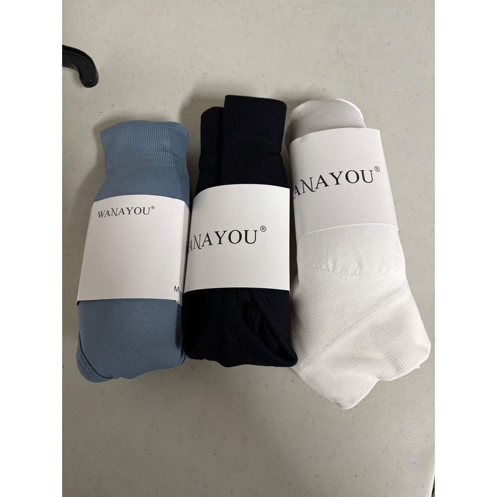 WANAYOU Women's V Neck Sport Bra 3 Pack Black White‎ Blue Size XL NEW